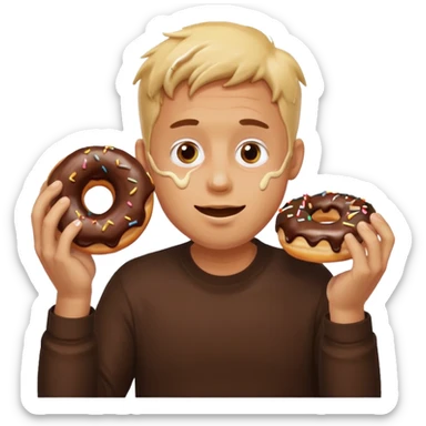 A man messily eating a filled donut, the donut is filled with Boston cream and it’s making a mess everywhere sticker