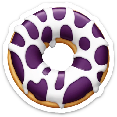 white glazed donut with eggplant emoji inside it sticker