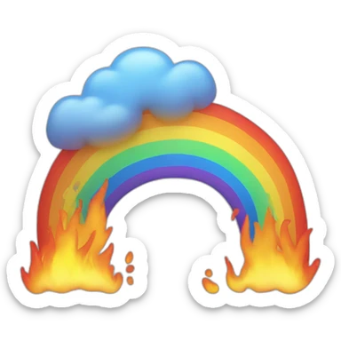 rainbow fire sticker
