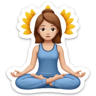 a girl meditating with brown fair hair and fair skin  sticker