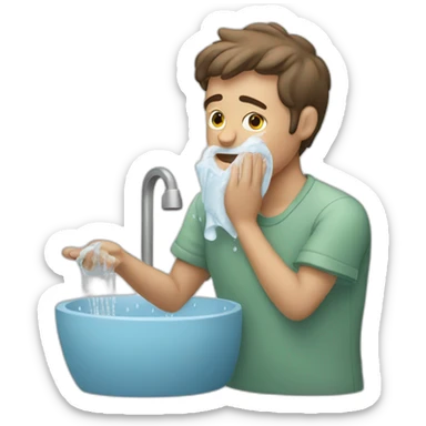 Man washing face sticker