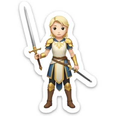 White and golden Lumine (from Genshin Impact) with a sword (full body) sticker