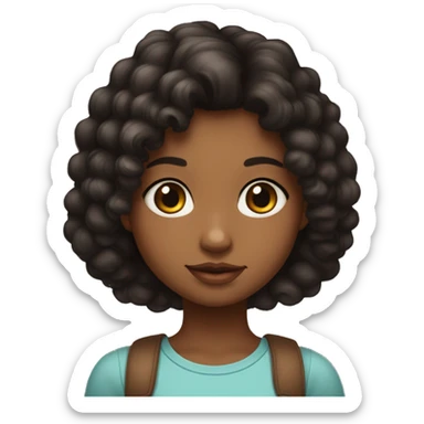 Una niña de pelo rulo negro,ojos marrones y que le gusta dibujar y los gatos  sticker