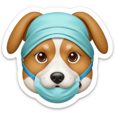 dog Wearing Medical Mask sticker