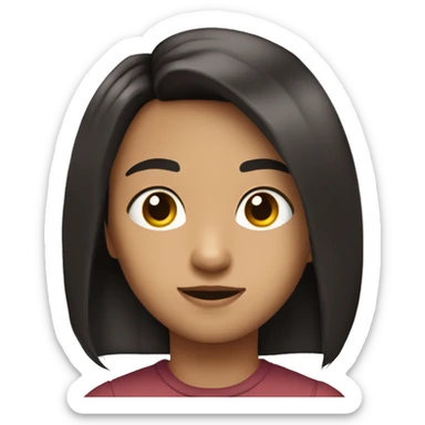 Little mid toned kid with black straight ear length hair and middle part brown eyes  sticker