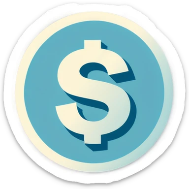 Dollar sign inside circle (colour pale blue) sticker