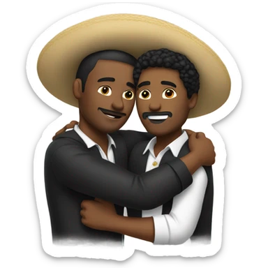 Mexican guy and black guy hugging  sticker