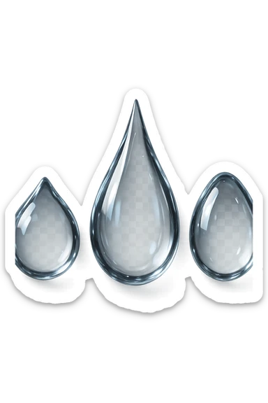 3 gocce di acqua 3d, iperrealistica 4k sticker