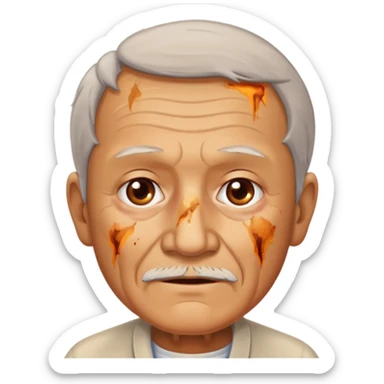 AN OLD MAN FULL OF BURNED MARKS BECAUSE OF COOKING OIL sticker