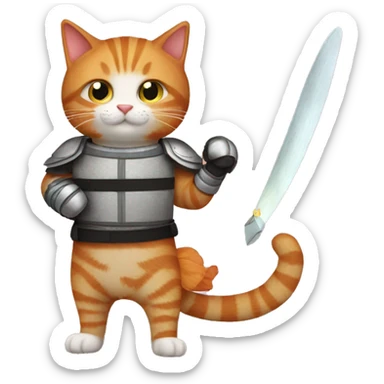 ginger cat,boots and a fencing sword sticker