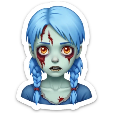 Zombie girl with blue hair emoji sticker