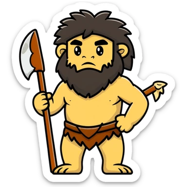 caveman with a bone club and animal fur sticker
