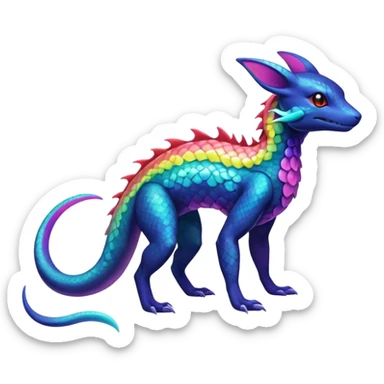 Rainbow Scaley Exotic Salandit-Aurorus-Umbreon-Suicune-Fakémon-hybrid-creature (full body), 4 legs sticker