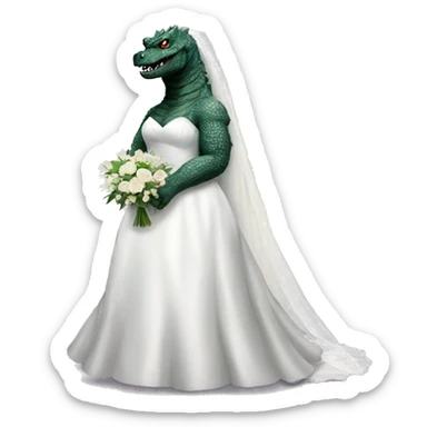 Godzilla in a wedding dress sticker