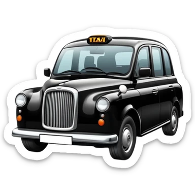 iconic black London taxi cab with rounded shape sticker