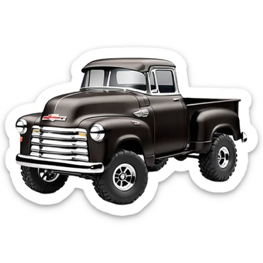 1:10 off-road lcg smoking rusting Arrma Traxxas Basher Wednesday Adam’s 1954 blackened tarnished hotrod utility streamlined anime Chevrolet extended cab rc pickup (extra wide low-profile pin tires chrome wheels with fenders) sticker