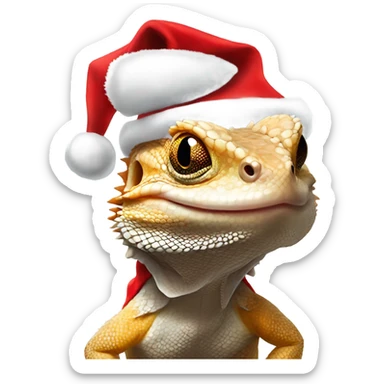 bearded dragon with santa hat sticker