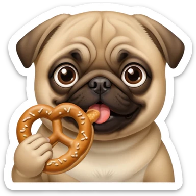 Pug with pretzel sticker
