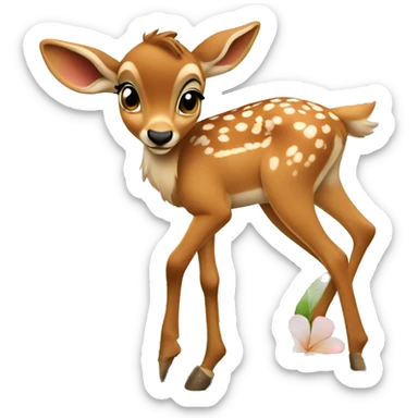 Bambi with a flower sticker