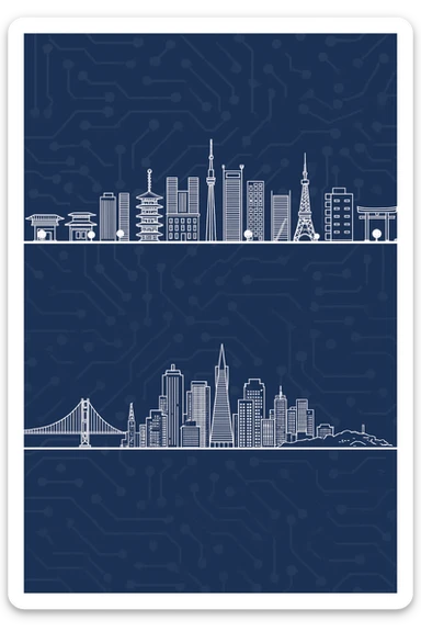 Can you create a mirror image, below this image, but make the image below of the San Francisco Skyline sticker