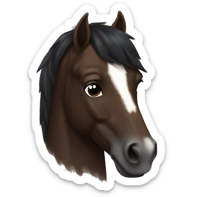 Dark brown horse with dark brown mane and small white marking on top of head sticker