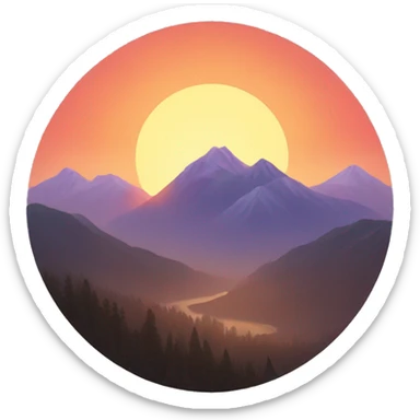 sunset in the mountains sticker