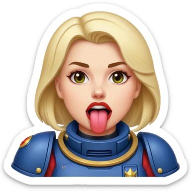 woman space marine wit tongue out face sticker