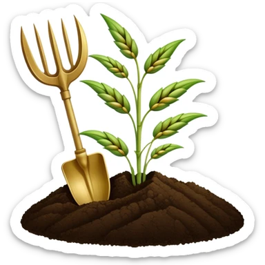 An icon featuring a wheat stalk, a spade, and a soil sample, symbolizing agronomy. The design includes a plant growing, and scientific tools, representing the study of crops, soil, and agricultural practices. Transparent background highlights sustainable farming and agricultural science. sticker
