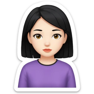 Girl WITH black Longinos hair and aesthetic clothes sticker