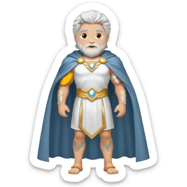 fullbody silverhair shirtless god ZEUS, white cloth over shoulder and cape, standing still sticker