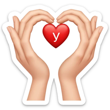 Two hands making a heart with the letter Y inside  sticker