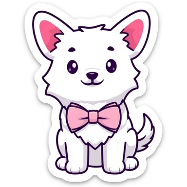 Fluffy cute pink bow tie dog sticker
