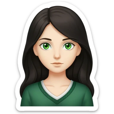 Long dark hair green eyes  sticker