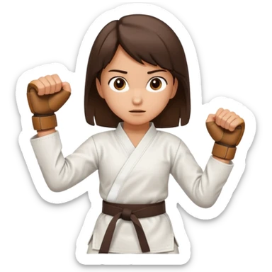 Karate Brunette girl whit brown or black belt that practice sticker