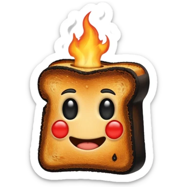 a piece of black burning toast sticker