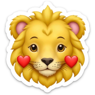 León con corazones en el ojo sticker