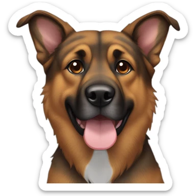 Brindle Formosan mountain dog with shepherd features and lighter fur around eyes sticker