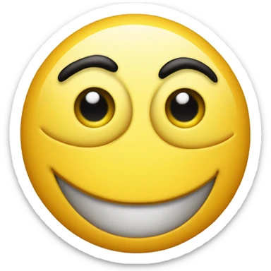 yellow emoji face with one eye squinting and one eye wide with a straight mouth sticker