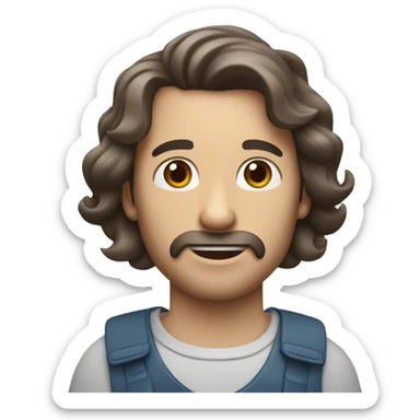 un hombre blanco con cabello azul y con una coca cola en la mano sticker