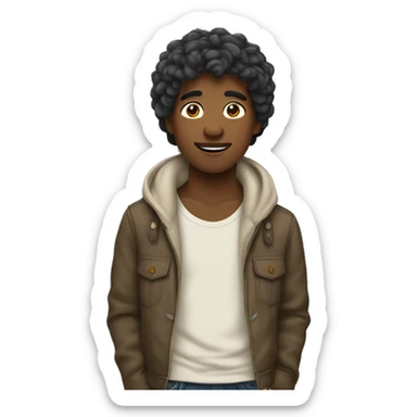 Garçon aux cheveux long châtains  sticker