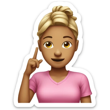 girl in pink shirt dabbing sticker