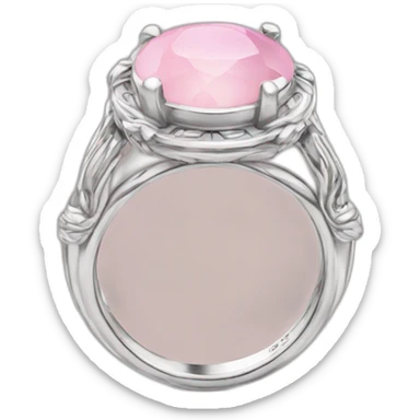 silver ring with pastel pink stone sticker