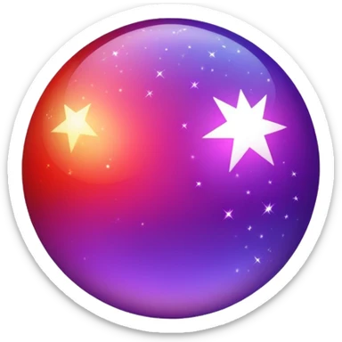 color gradient between red and purple glitter ball sticker