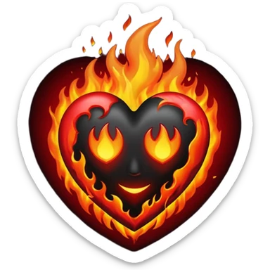 Black heart fire sticker