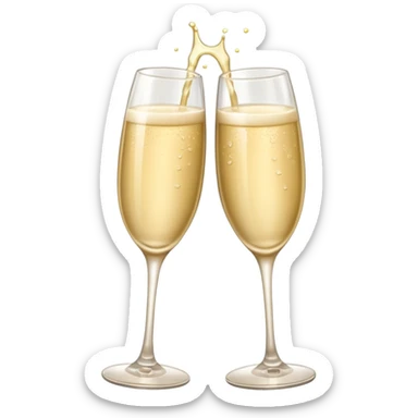 
2 light beige champagne glasses are knocked against each other sticker
