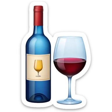 blue-label bottle of wine sticker