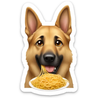 A German Sheppard eating spaghetti sticker