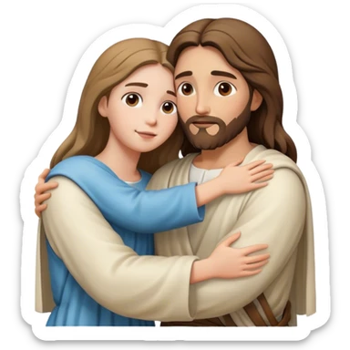 Jesus hugs a girl sticker