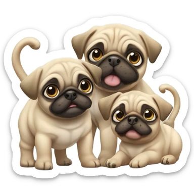 Cute pug puppies  sticker