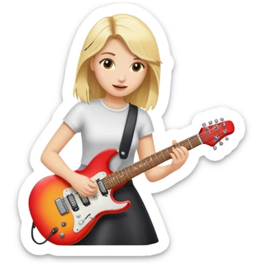 blonde girl playing electric guitar sticker